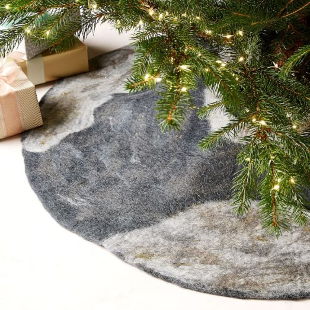 West Elm Gray Felted Wool Tree Skirt